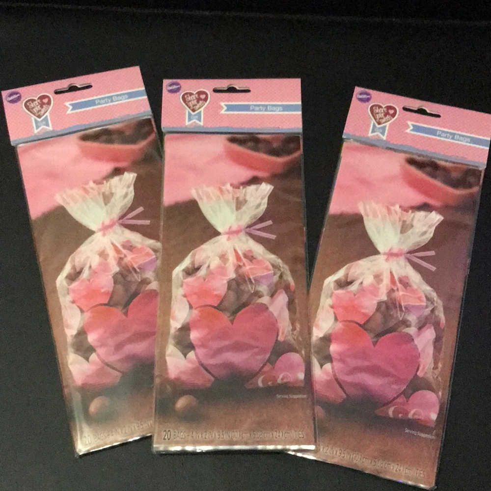 NEW: 3x Wilton Treat Party Bags Hearts Valentines